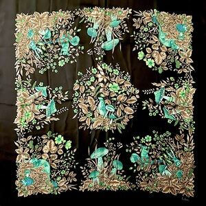 Vintage Echo Silk Print Mushroom Scarf
